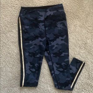Avia blue camo/gold trim leggings